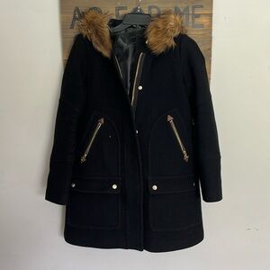 J.CREW Chateau Parka Italian Stadium Cloth Wool Faux Fur Style G9093